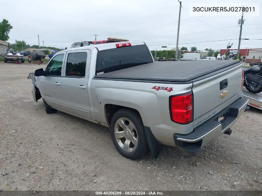 2018 Chevrolet Silverado 1500 1Lt VIN: 3GCUKRER5JG278011 Lot: 40206209