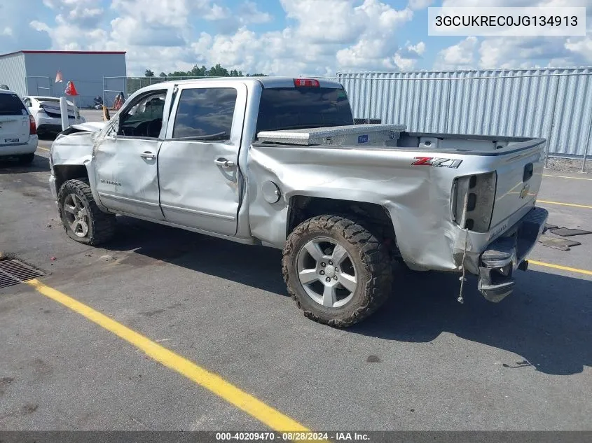 2018 Chevrolet Silverado 1500 2Lt VIN: 3GCUKREC0JG134913 Lot: 40209470