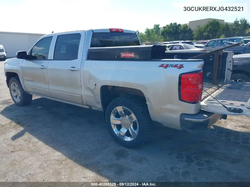 2018 Chevrolet Silverado 1500 K1500 Lt VIN: 3GCUKRERXJG432521 Lot: 40280329