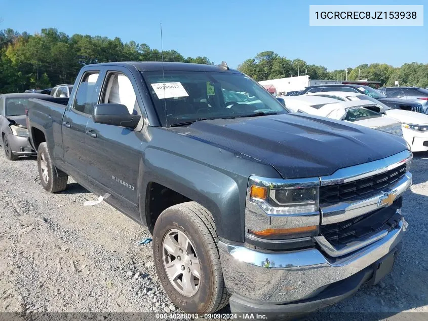 2018 Chevrolet Silverado 1500 1Lt VIN: 1GCRCREC8JZ153938 Lot: 40288013