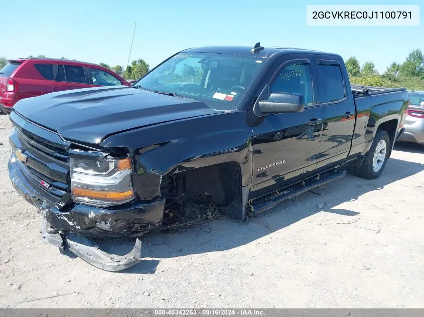 2018 Chevrolet Silverado K1500 Lt VIN: 2GCVKREC0J1100791 Lot: 40343263