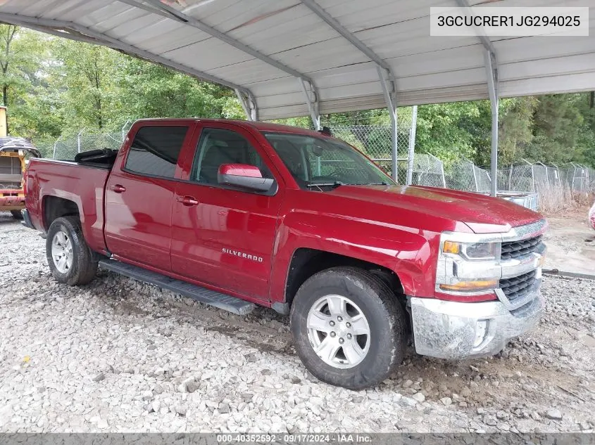 3GCUCRER1JG294025 2018 Chevrolet Silverado 1500 1Lt