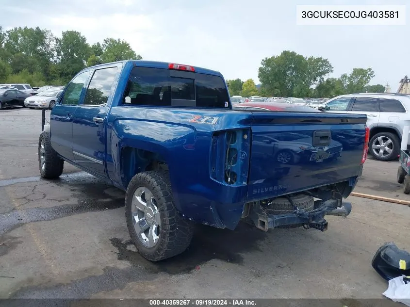 2018 Chevrolet Silverado 1500 2Lz VIN: 3GCUKSEC0JG403581 Lot: 40359267