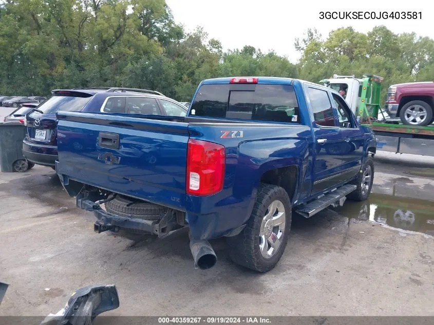 2018 Chevrolet Silverado 1500 2Lz VIN: 3GCUKSEC0JG403581 Lot: 40359267