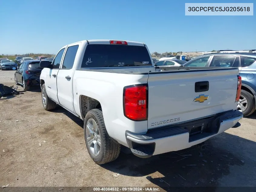 2018 Chevrolet Silverado 1500 Custom VIN: 3GCPCPEC5JG205618 Lot: 40384532