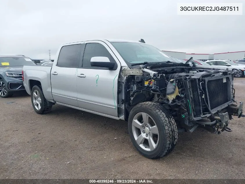 2018 Chevrolet Silverado 1500 2Lt VIN: 3GCUKREC2JG487511 Lot: 40395246