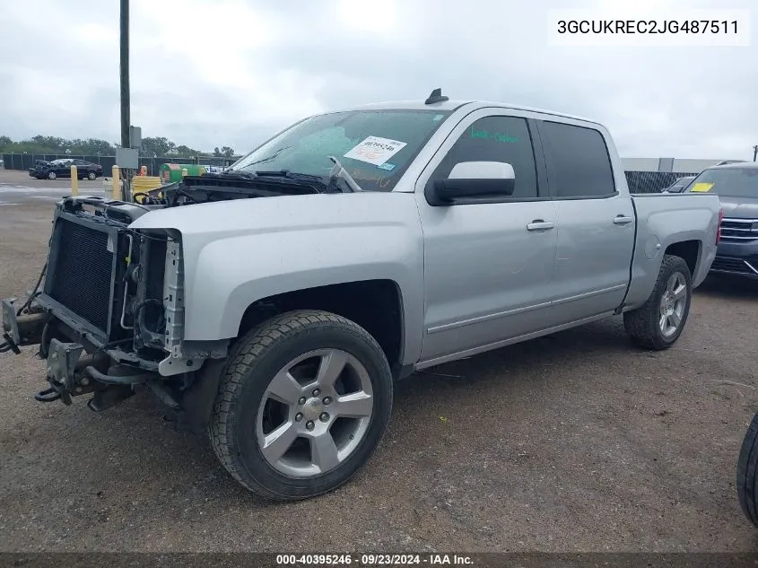 2018 Chevrolet Silverado 1500 2Lt VIN: 3GCUKREC2JG487511 Lot: 40395246