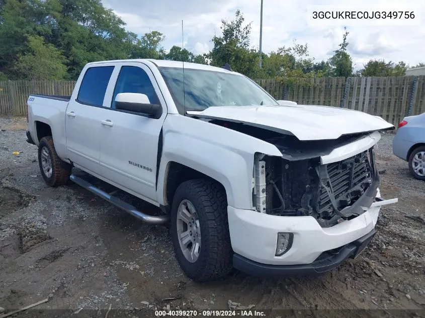 2018 Chevrolet Silverado 1500 2Lt VIN: 3GCUKREC0JG349756 Lot: 40399270