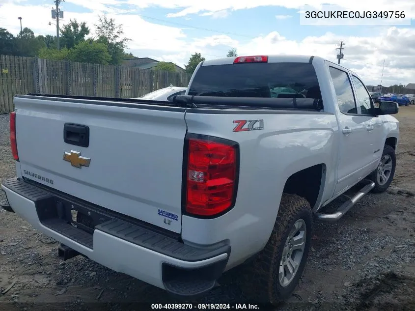 2018 Chevrolet Silverado 1500 2Lt VIN: 3GCUKREC0JG349756 Lot: 40399270