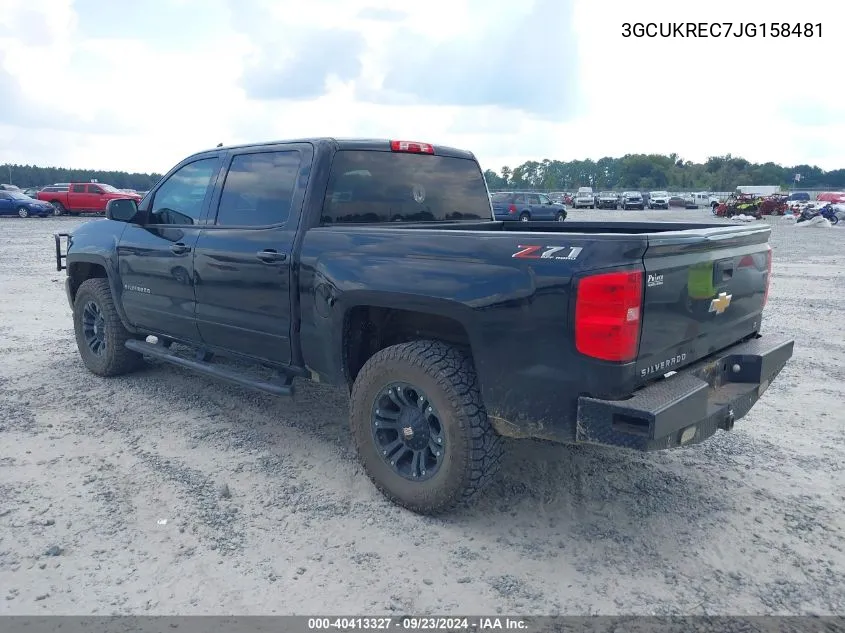 2018 Chevrolet Silverado 1500 2Lt VIN: 3GCUKREC7JG158481 Lot: 40413327