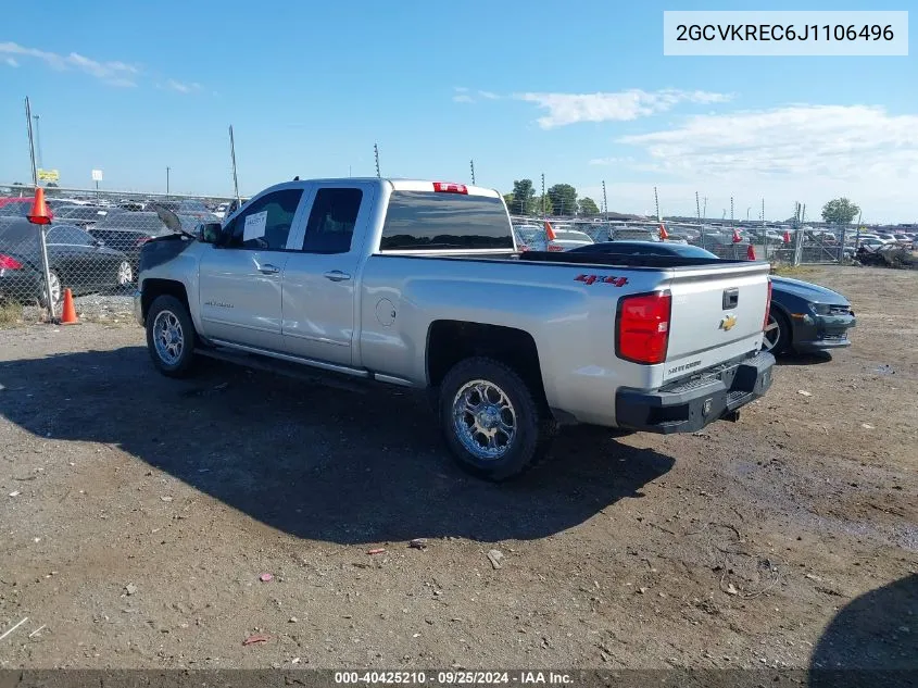 2018 Chevrolet Silverado 1500 1Lt VIN: 2GCVKREC6J1106496 Lot: 40425210