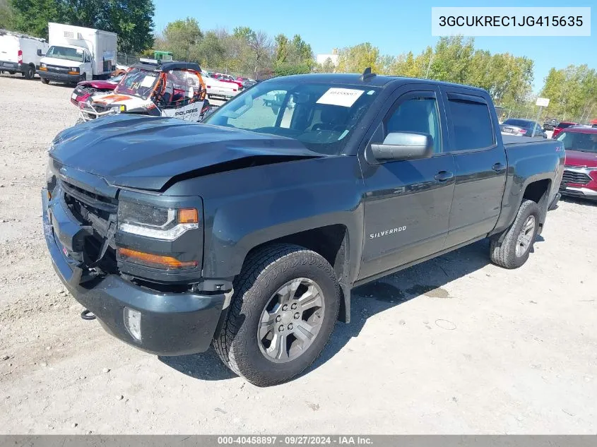 2018 Chevrolet Silverado 1500 2Lt VIN: 3GCUKREC1JG415635 Lot: 40458897