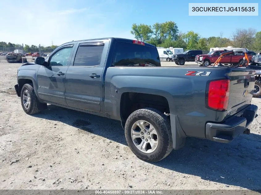 2018 Chevrolet Silverado 1500 2Lt VIN: 3GCUKREC1JG415635 Lot: 40458897