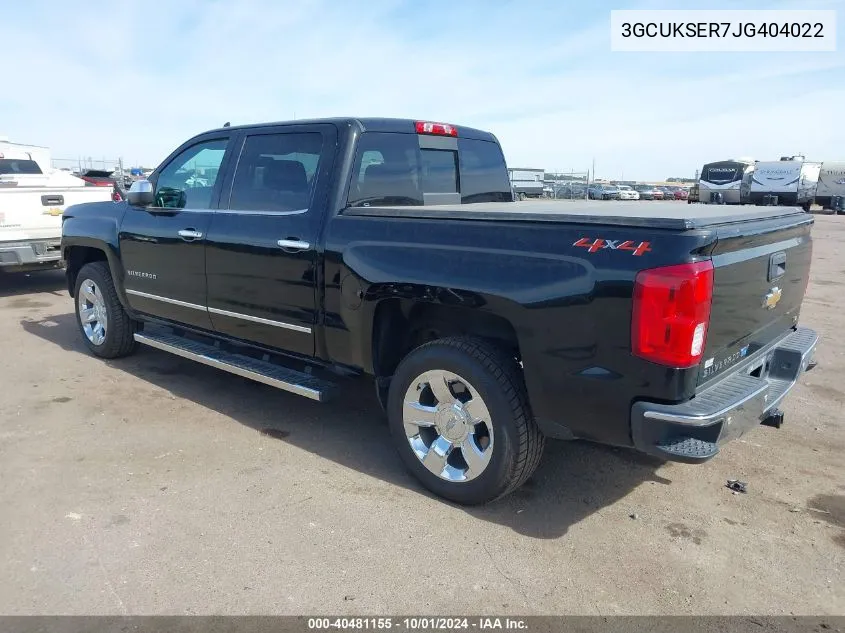 2018 Chevrolet Silverado 1500 1Lz VIN: 3GCUKSER7JG404022 Lot: 40481155