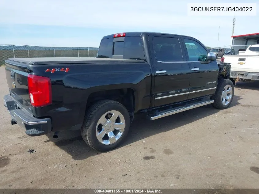 2018 Chevrolet Silverado 1500 1Lz VIN: 3GCUKSER7JG404022 Lot: 40481155