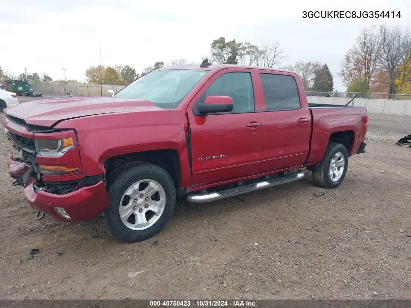 2018 Chevrolet Silverado 1500 2Lt VIN: 3GCUKREC8JG354414 Lot: 40750423