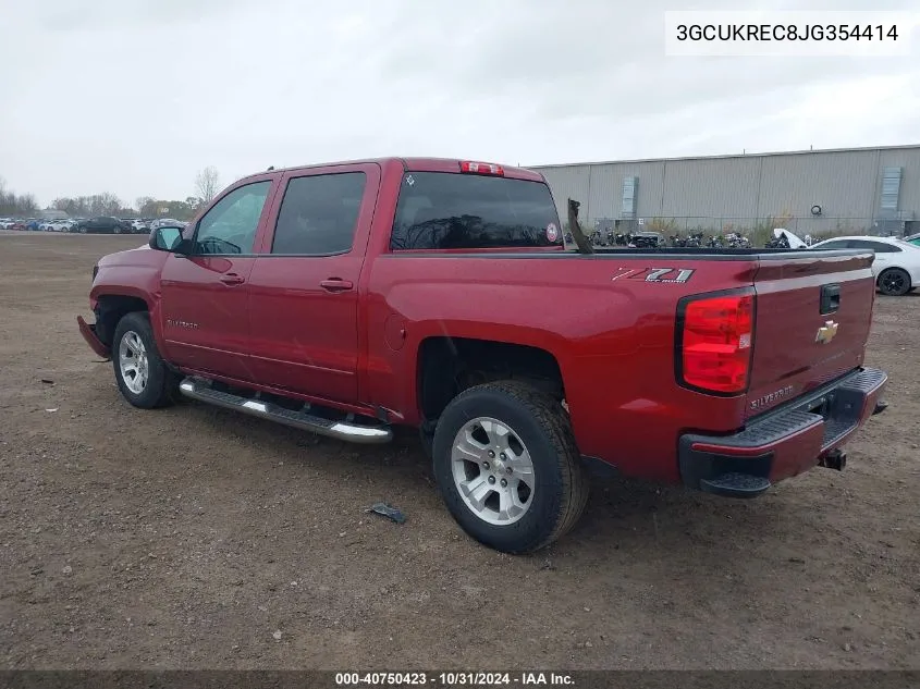 2018 Chevrolet Silverado 1500 2Lt VIN: 3GCUKREC8JG354414 Lot: 40750423