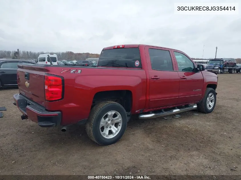 2018 Chevrolet Silverado 1500 2Lt VIN: 3GCUKREC8JG354414 Lot: 40750423