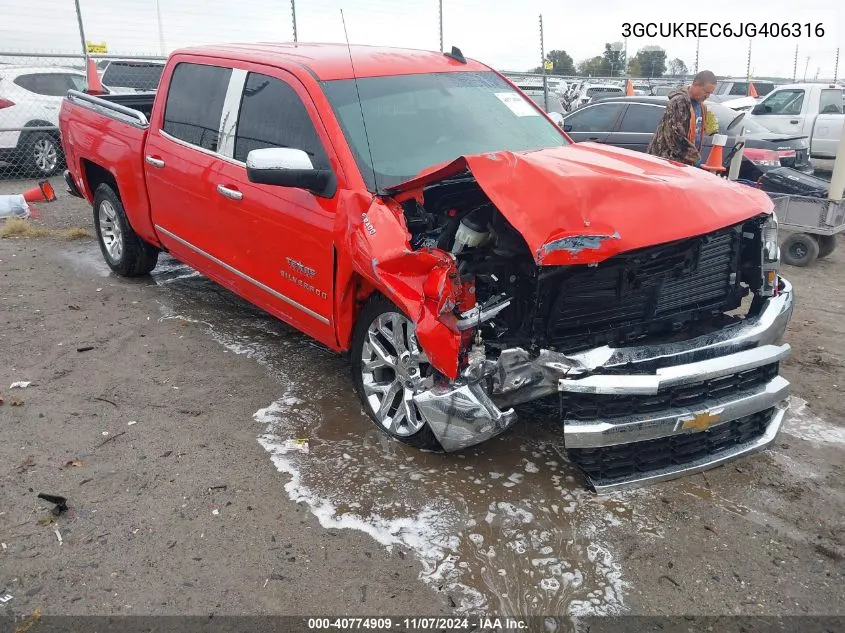 2018 Chevrolet Silverado 1500 1Lt VIN: 3GCUKREC6JG406316 Lot: 40774909