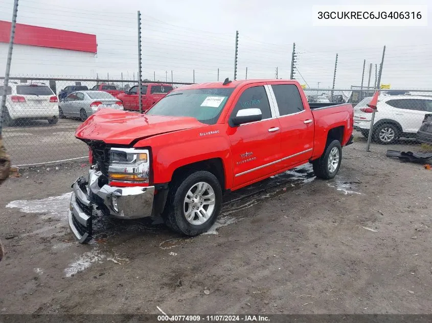 2018 Chevrolet Silverado 1500 1Lt VIN: 3GCUKREC6JG406316 Lot: 40774909