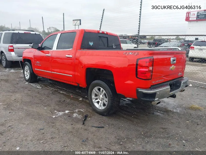 2018 Chevrolet Silverado 1500 1Lt VIN: 3GCUKREC6JG406316 Lot: 40774909