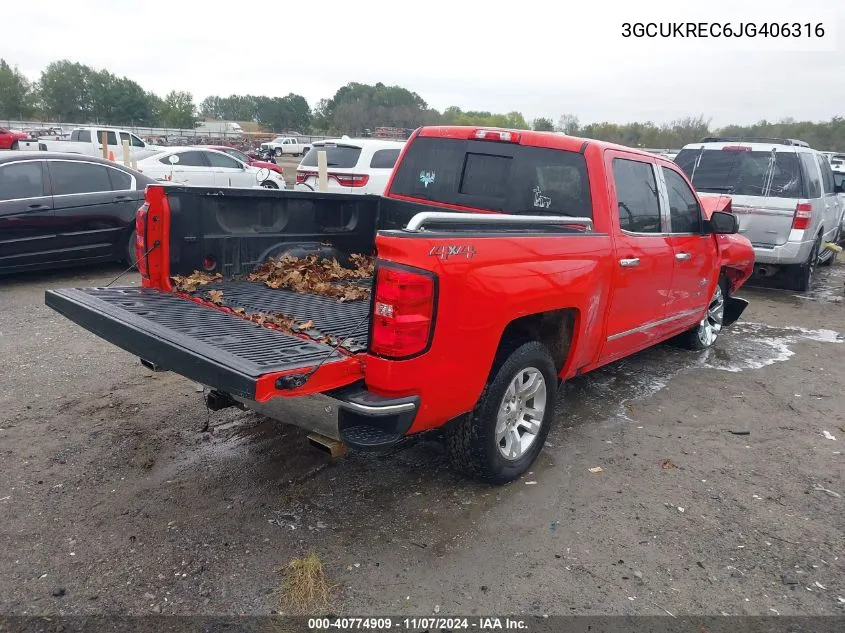 2018 Chevrolet Silverado 1500 1Lt VIN: 3GCUKREC6JG406316 Lot: 40774909