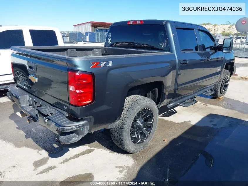 2018 Chevrolet Silverado 1500 2Lt VIN: 3GCUKRECXJG474036 Lot: 40801768