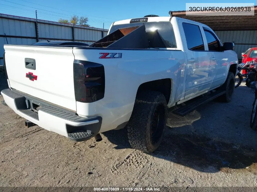 2018 Chevrolet Silverado 1500 2Lt VIN: 3GCUKREC6JG268938 Lot: 40870809