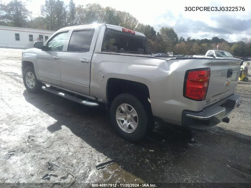 2018 Chevrolet Silverado 1500 1Lt VIN: 3GCPCREC3JG322576 Lot: 40917912