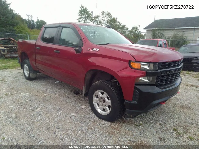 2019 Chevrolet Silverado 1500 VIN: 1GCPYCEF5KZ278722 Lot: 12088207