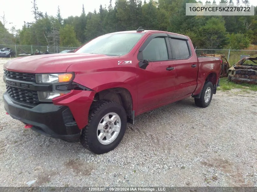 2019 Chevrolet Silverado 1500 VIN: 1GCPYCEF5KZ278722 Lot: 12088207