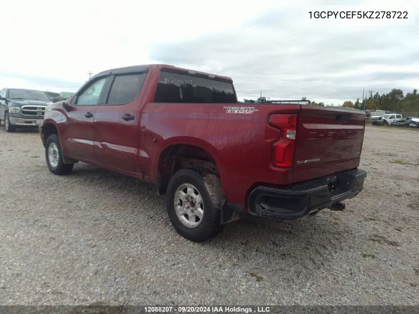 2019 Chevrolet Silverado 1500 VIN: 1GCPYCEF5KZ278722 Lot: 12088207