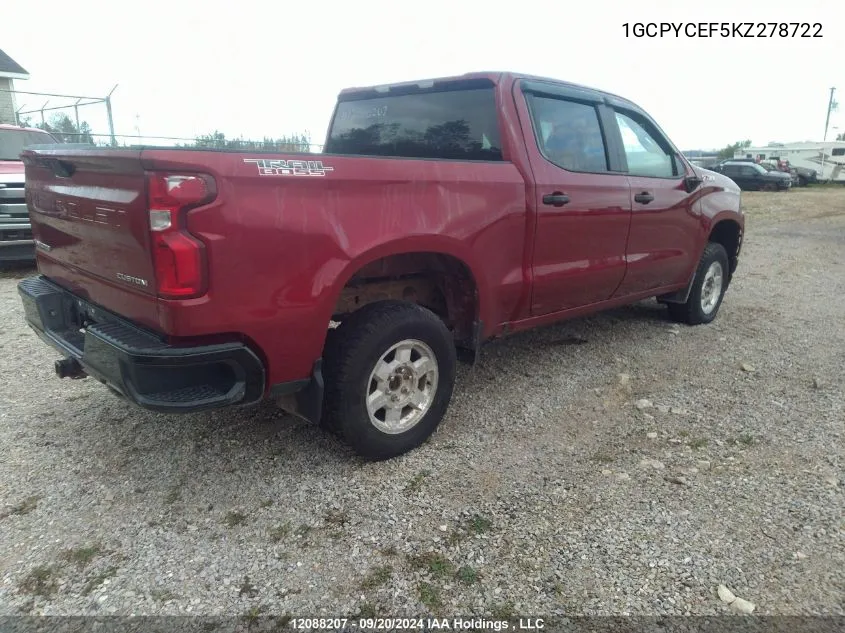 2019 Chevrolet Silverado 1500 VIN: 1GCPYCEF5KZ278722 Lot: 12088207