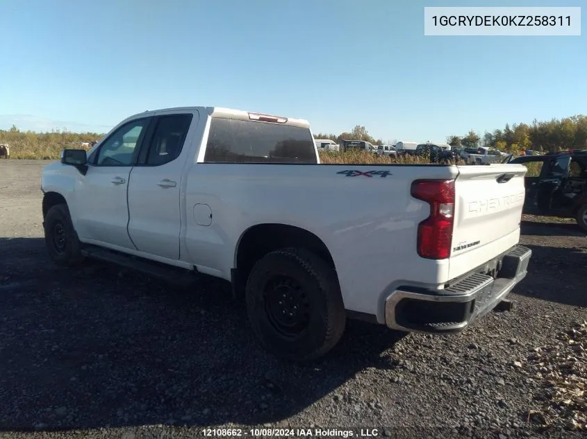 1GCRYDEK0KZ258311 2019 Chevrolet Silverado 1500