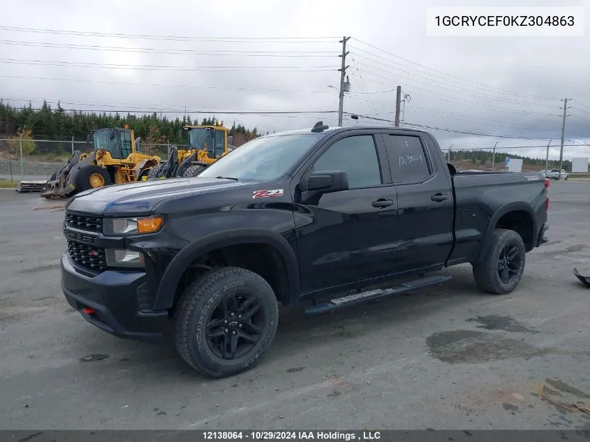 2019 Chevrolet Silverado K1500 Trail Boss Custom VIN: 1GCRYCEF0KZ304863 Lot: 12138064