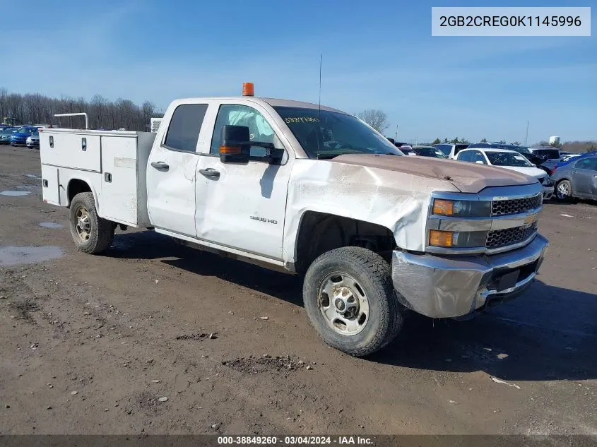 2019 Chevrolet Silverado 2500Hd Wt VIN: 2GB2CREG0K1145996 Lot: 38849260