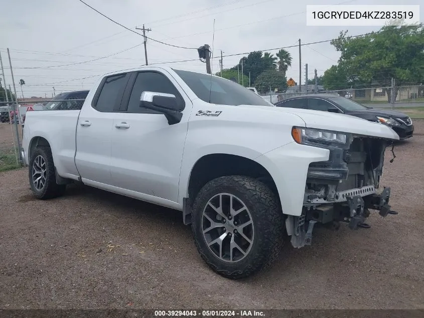 2019 Chevrolet Silverado 1500 Lt VIN: 1GCRYDED4KZ283519 Lot: 39294043