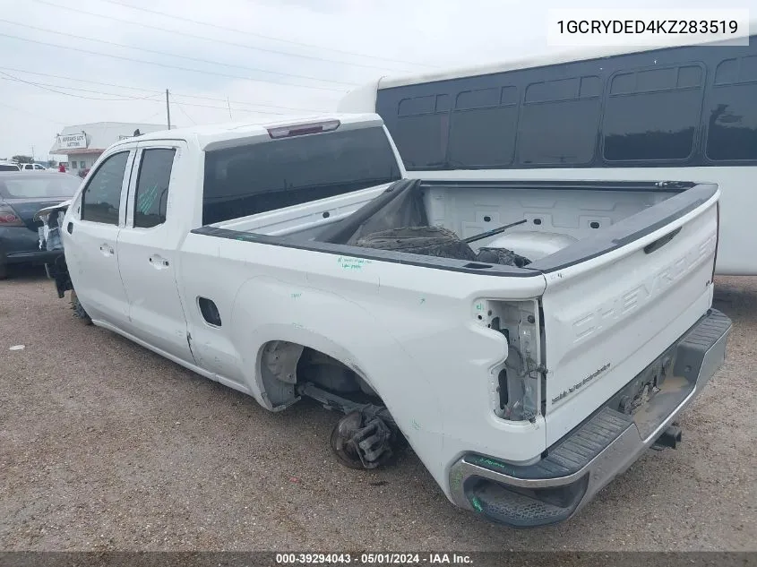 2019 Chevrolet Silverado 1500 Lt VIN: 1GCRYDED4KZ283519 Lot: 39294043