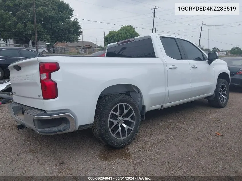 2019 Chevrolet Silverado 1500 Lt VIN: 1GCRYDED4KZ283519 Lot: 39294043