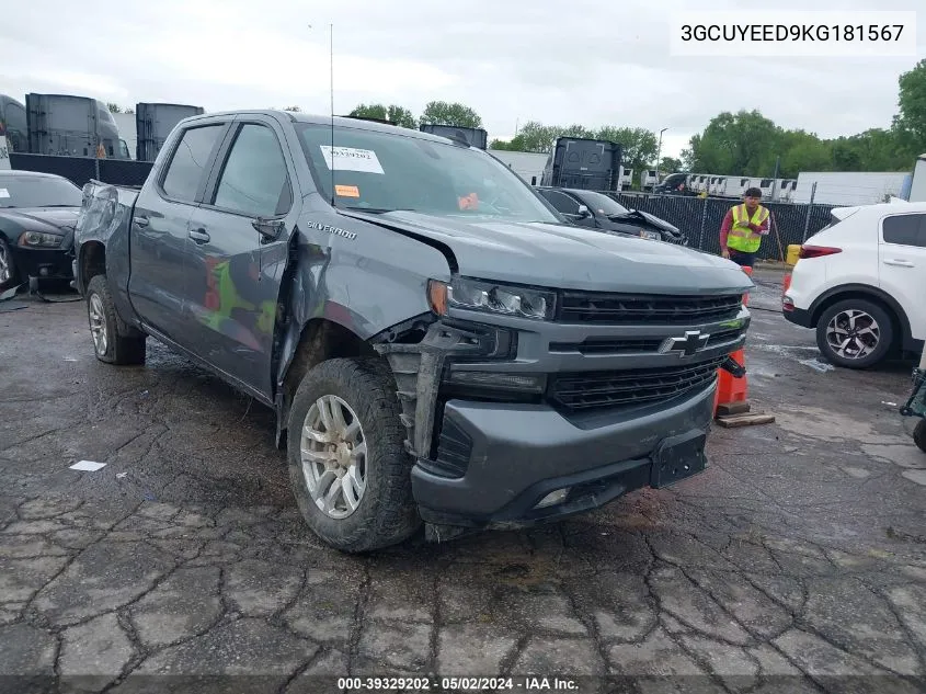 2019 Chevrolet Silverado 1500 Rst VIN: 3GCUYEED9KG181567 Lot: 39329202