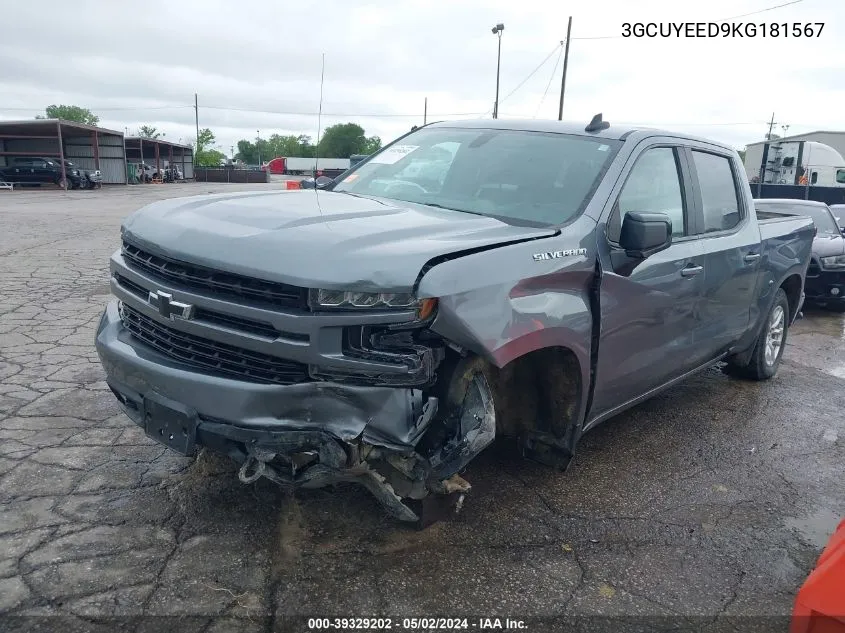 2019 Chevrolet Silverado 1500 Rst VIN: 3GCUYEED9KG181567 Lot: 39329202