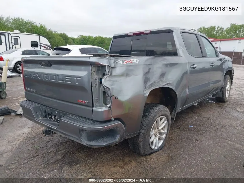 2019 Chevrolet Silverado 1500 Rst VIN: 3GCUYEED9KG181567 Lot: 39329202