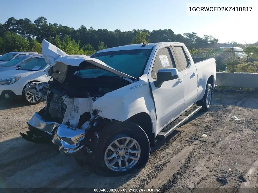 2019 Chevrolet Silverado 1500 Lt VIN: 1GCRWCED2KZ410817 Lot: 40308268