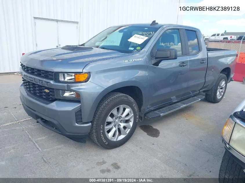 2019 Chevrolet Silverado 1500 Custom VIN: 1GCRWBEH8KZ389128 Lot: 40381391