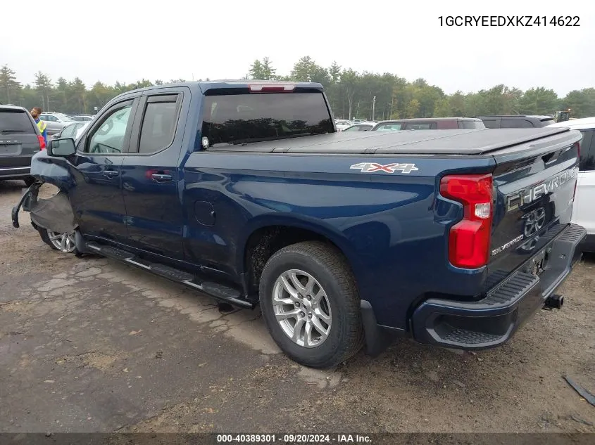 2019 Chevrolet Silverado 1500 Rst VIN: 1GCRYEEDXKZ414622 Lot: 40389301