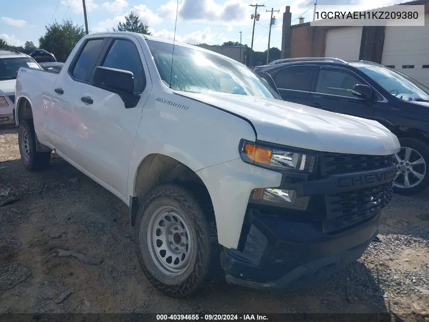 2019 Chevrolet Silverado 1500 Work Truck VIN: 1GCRYAEH1KZ209380 Lot: 40394655