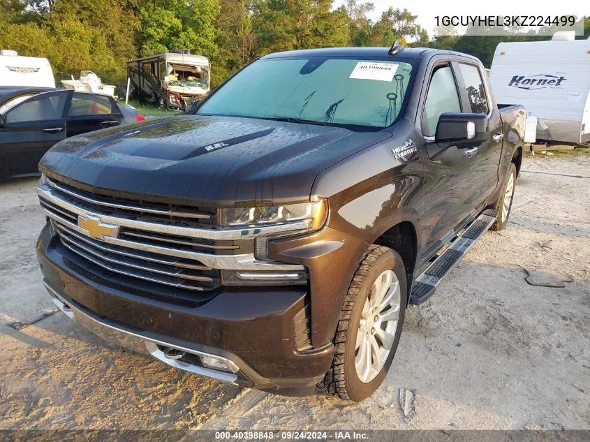 2019 Chevrolet Silverado K1500 High Country VIN: 1GCUYHEL3KZ224499 Lot: 40398848