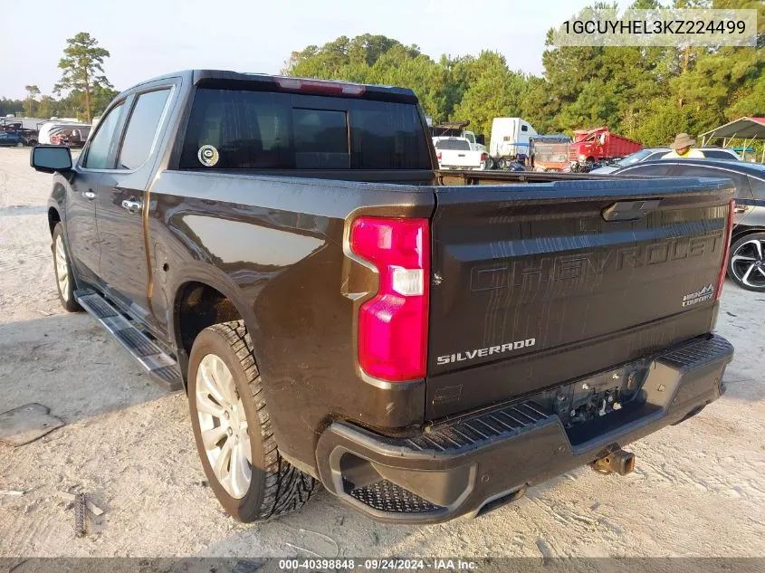 2019 Chevrolet Silverado K1500 High Country VIN: 1GCUYHEL3KZ224499 Lot: 40398848