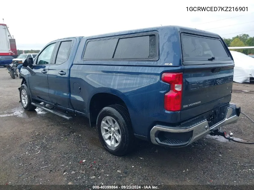 1GCRWCED7KZ216901 2019 Chevrolet Silverado 1500 Lt