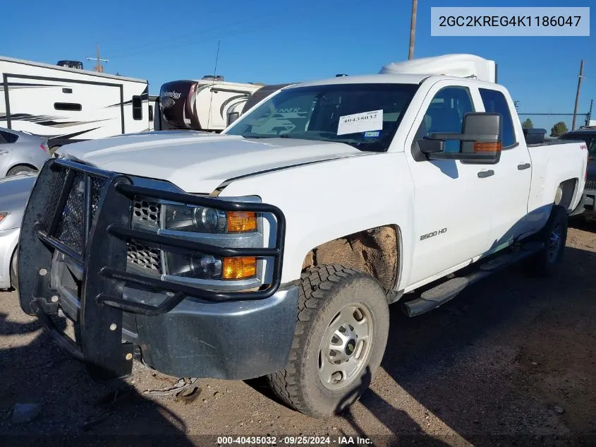 2019 Chevrolet Silverado 2500Hd Wt VIN: 2GC2KREG4K1186047 Lot: 40435032